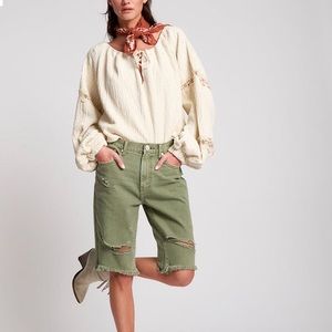 One Teaspoon SUPER KHAKI CUT OFF TRUCKERS MID WAIST LONG LENGTH 26‎